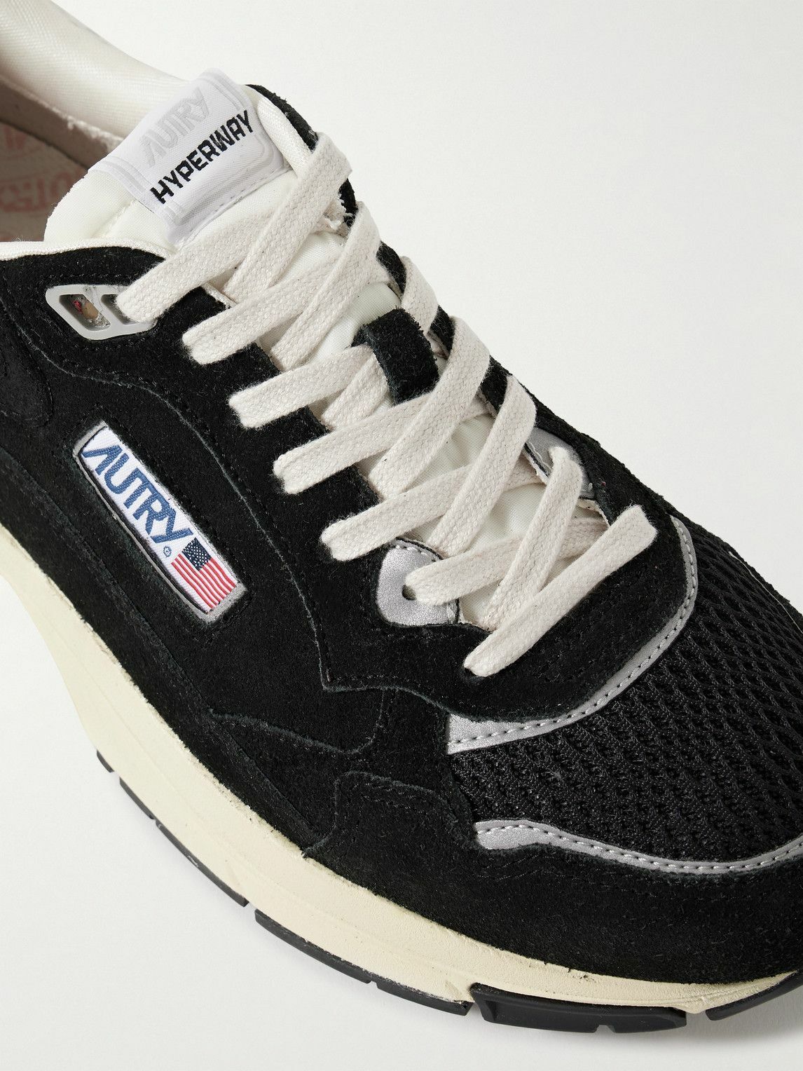Autry - Hyperway Leather-Trimmed Suede and Mesh Sneakers - Black