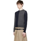 HODAKOVA Navy & Gray Knitted Patch Sweater