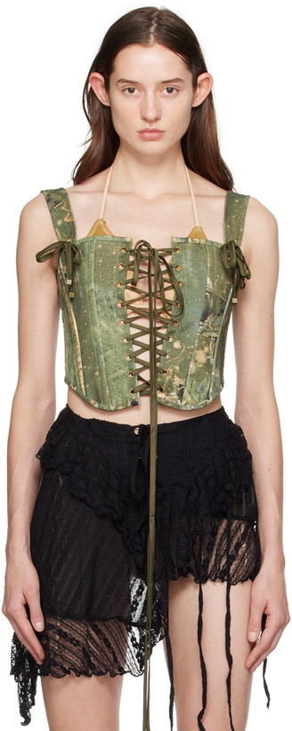 Photo: Raga Malak Green Printed Denim Corset