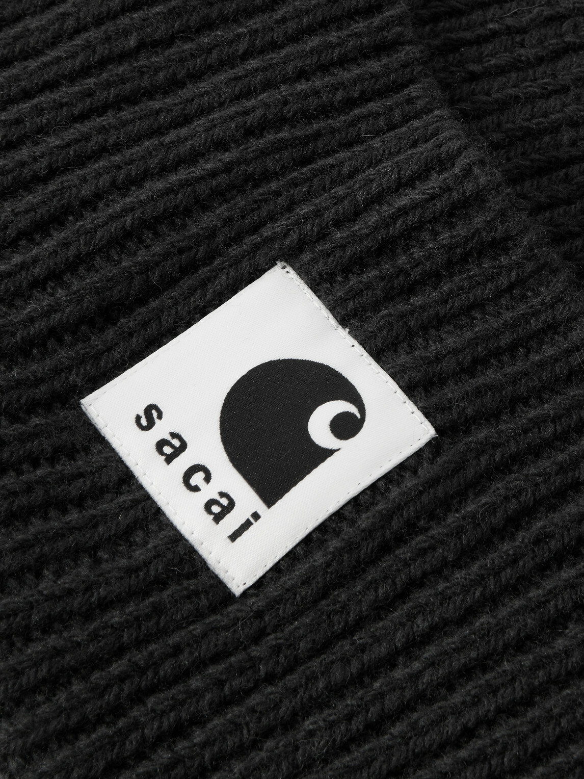 Sacai - Carhartt WIP Logo-Appliquéd Ribbed Wool-Blend Beanie