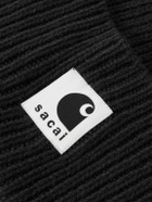Sacai - Carhartt WIP Logo-Appliquéd Ribbed Wool-Blend Beanie