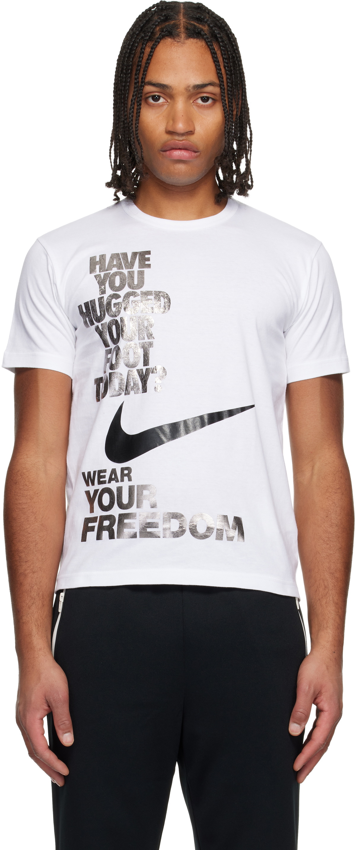 Black Comme des Garçons White Nike Edition Printed T-shirt