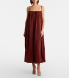Saint Laurent Gathered taffeta midi dress