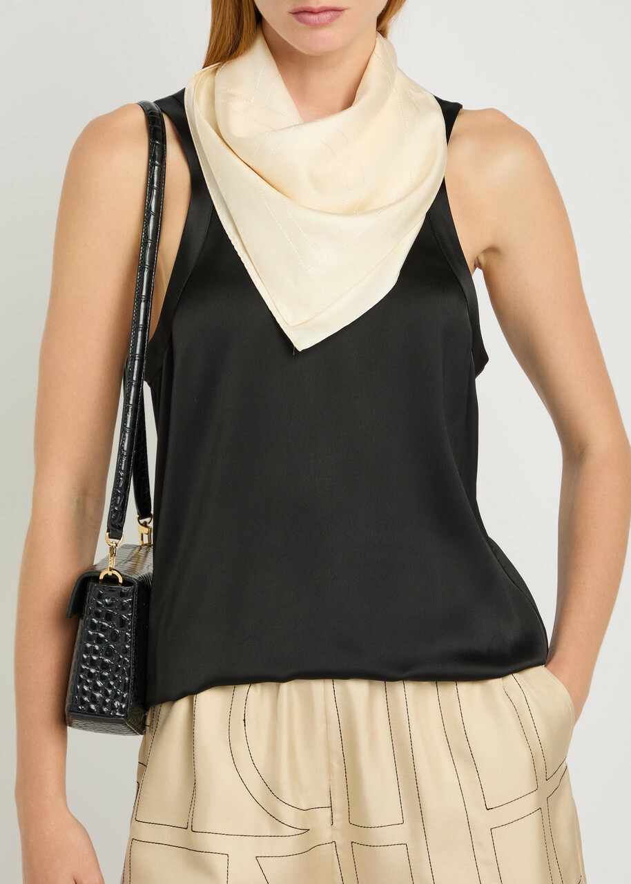 Toteme Logo-monogrammed Silk Scarf - Cream - One Size