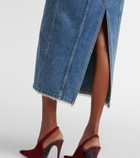 Magda Butrym Crochet-trimmed denim midi dress