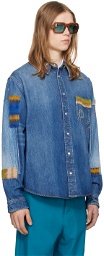 Marni Blue Embroidered Denim Shirt