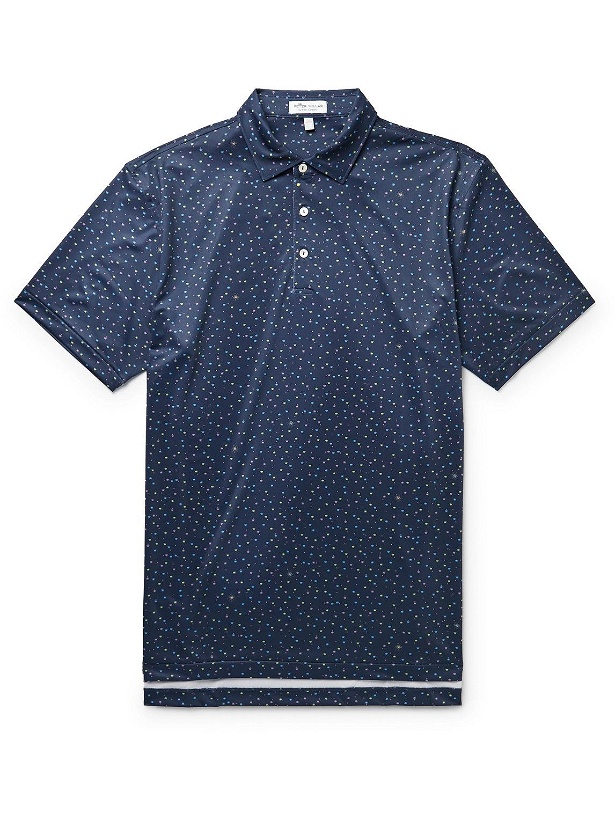 Photo: Peter Millar - Hoops Printed Stretch-Jersey Golf Polo Shirt - Blue