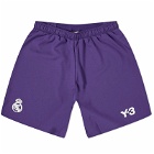 Y-3 Men's x Real Madrid 4th Jersey Shorts in Dark Purple