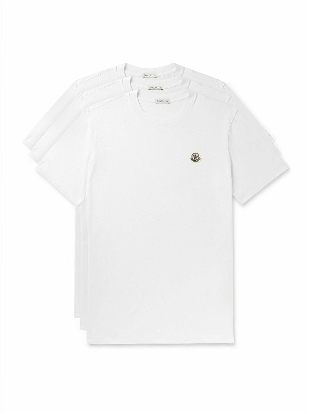 Photo: Moncler - Three-Pack Logo-Appliquéd Cotton-Jersey T-Shirts - White