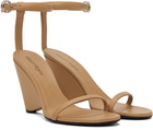 Courrèges Beige Oblique Leather Heeled Sandals