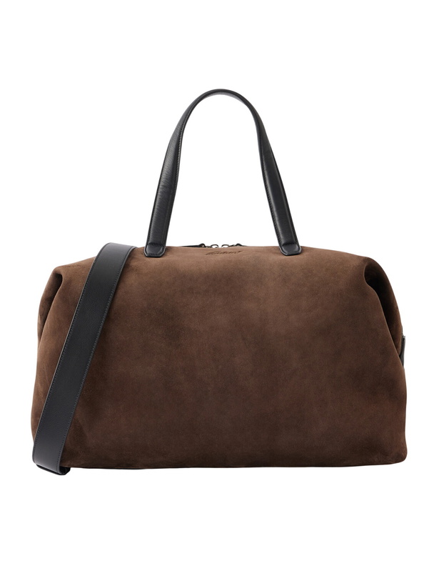 Photo: Brioni - Leather-Trimmed Suede Weekend Bag - Brown