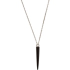 Saint Laurent Silver and Black Spiked Charm Necklace