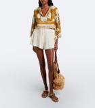 Zimmermann Fairlight floral cropped terry hoodie