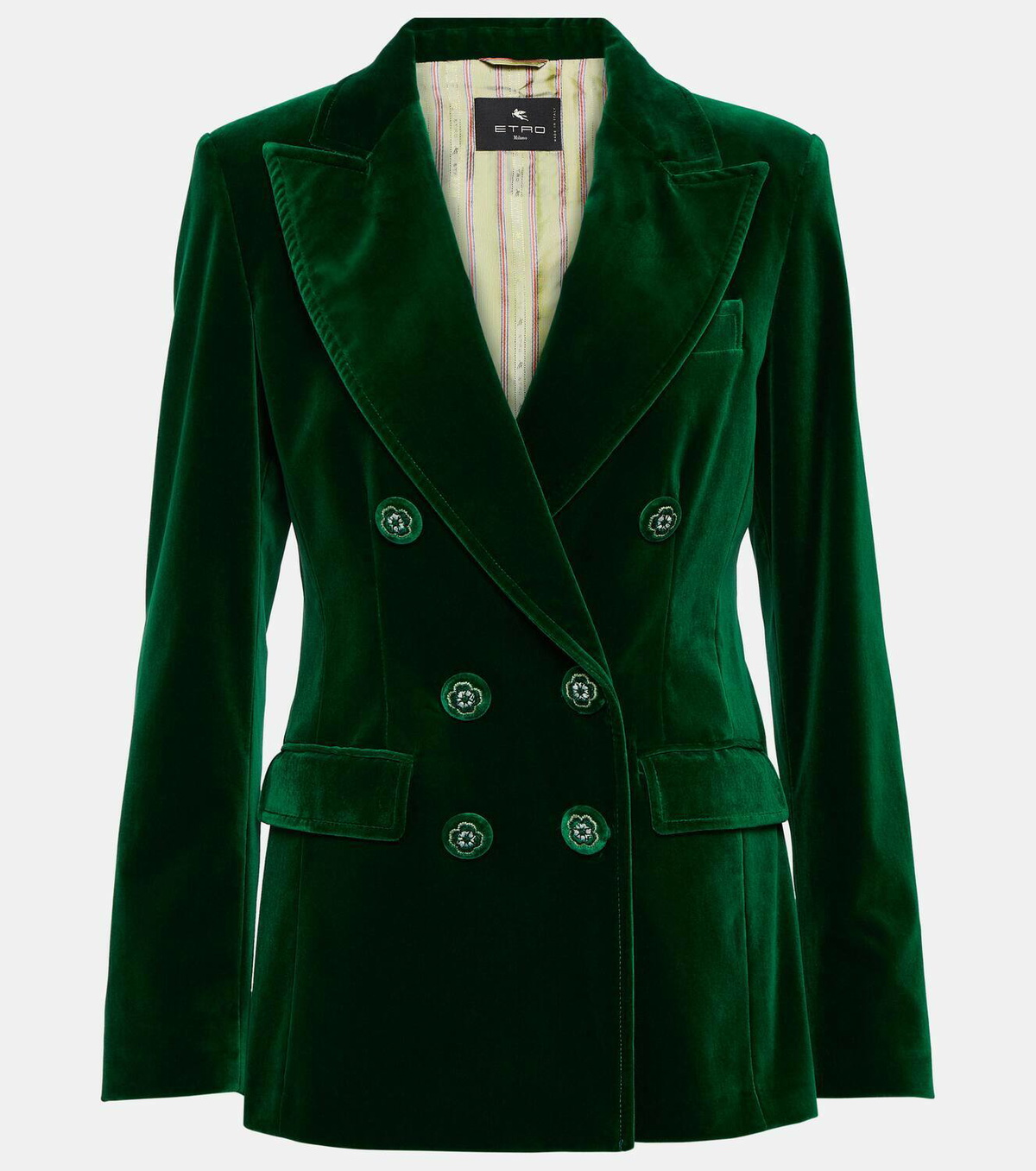 【送料&関税込】Etro Double Breasted Blazer ETRO Double-breasted cotton and wool-blend jacquard blazer