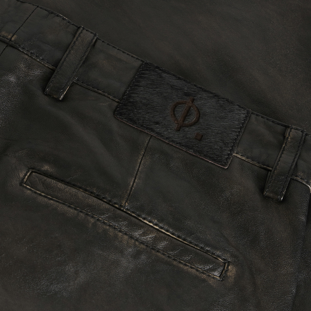 END. x Samsøe Samsøe Men's Savalentin Leather Trousers in Washed Black Olive