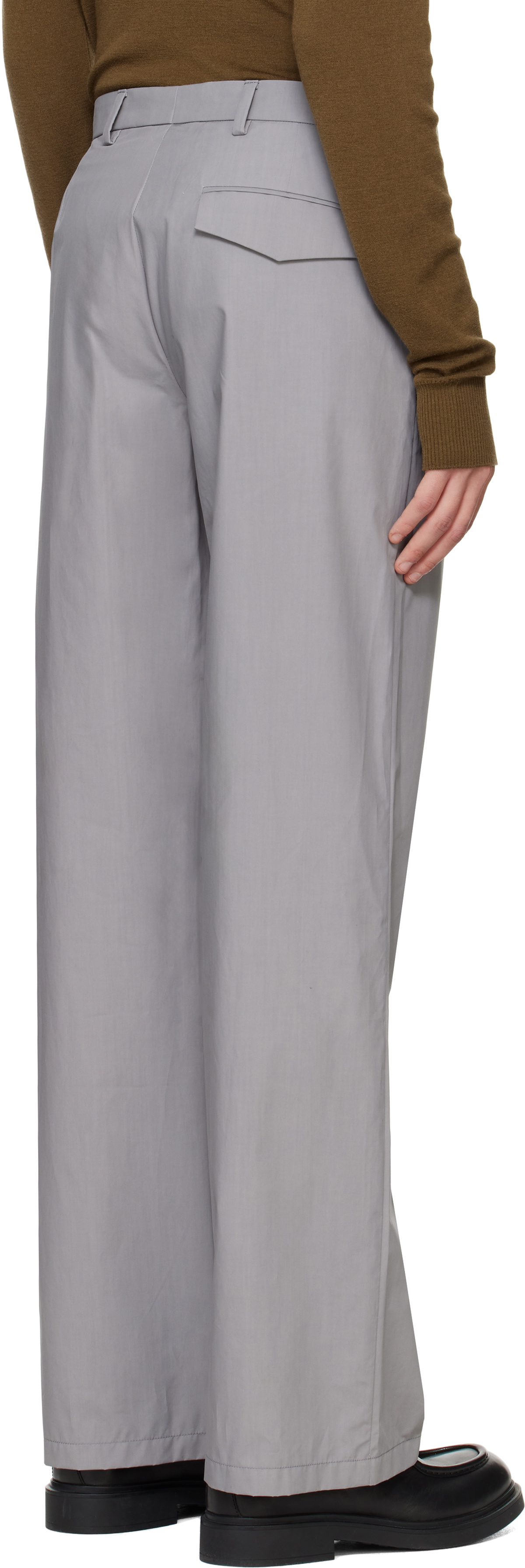 Rier Gray Popeline Waxed Trousers Rier