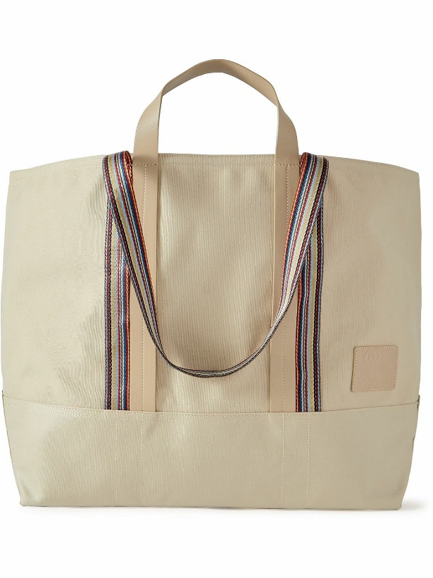 Photo: Paul Smith - Striped Leather and Webbing-Trimmed Cotton-Blend Canvas Tote Bag
