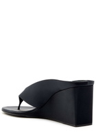 Alaïa Cube 75 Satin Thong Wedge Mules Black