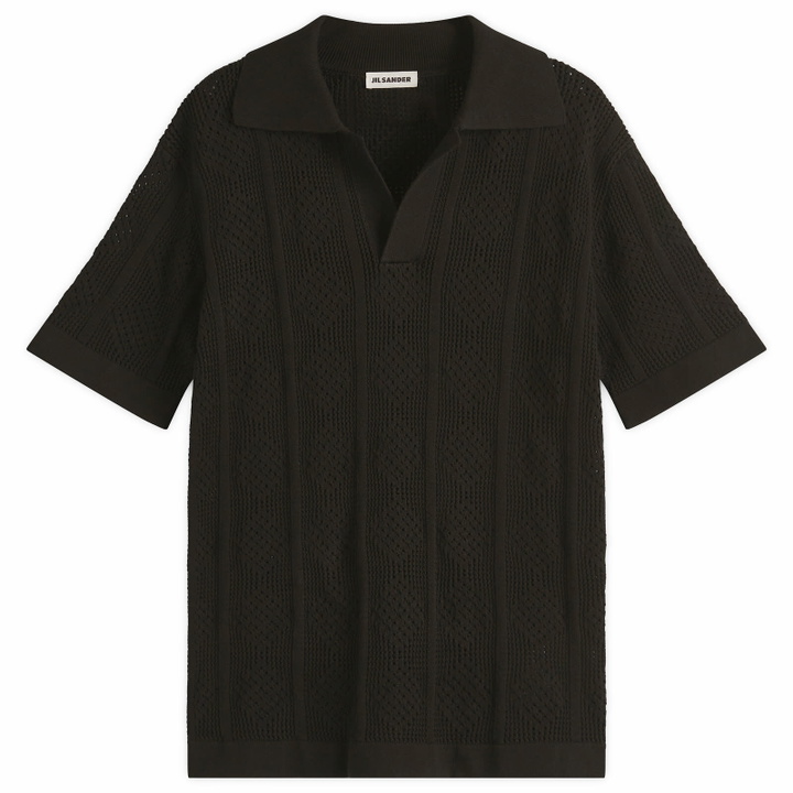 Photo: Jil Sander Men's Crochet Polo Shirt in Black