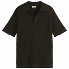 Jil Sander Men's Crochet Polo Shirt in Black
