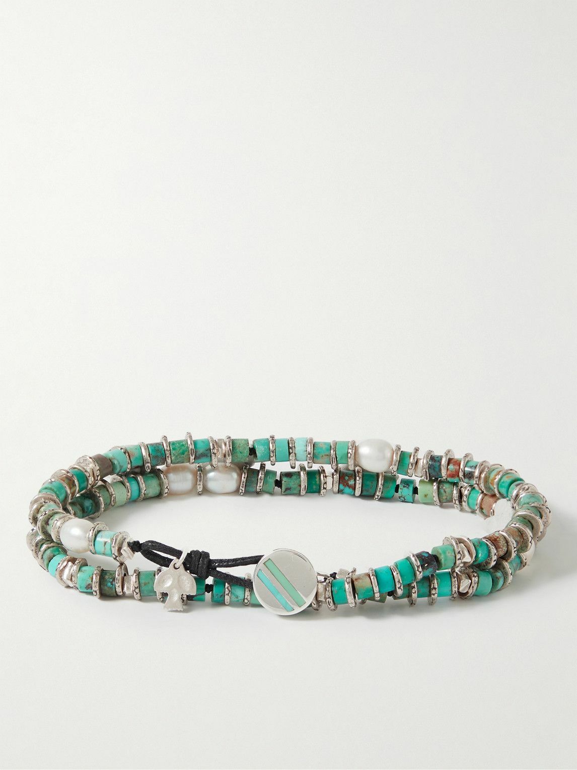 Peyote Bird - Nambre Silver-Tone, Turquoise and Pearl Wrap Bracelet ...