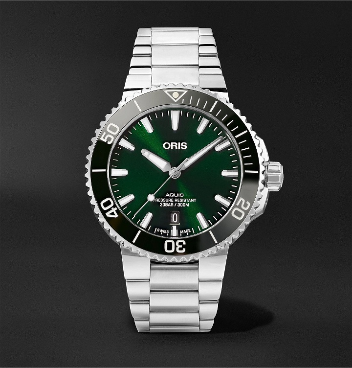 Photo: ORIS - Aquis Date Automatic 41.5mm Stainless Steel Watch, Ref. No. 01 733 7766 4157-07 8 22 05PEB - Green
