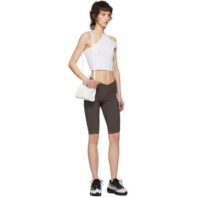 Telfar White Cropped Asymmetric Tank Top