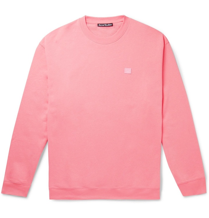 Photo: Acne Studios - Logo-Appliquéd Fleece-Back Cotton-Jersey Sweatshirt - Pink
