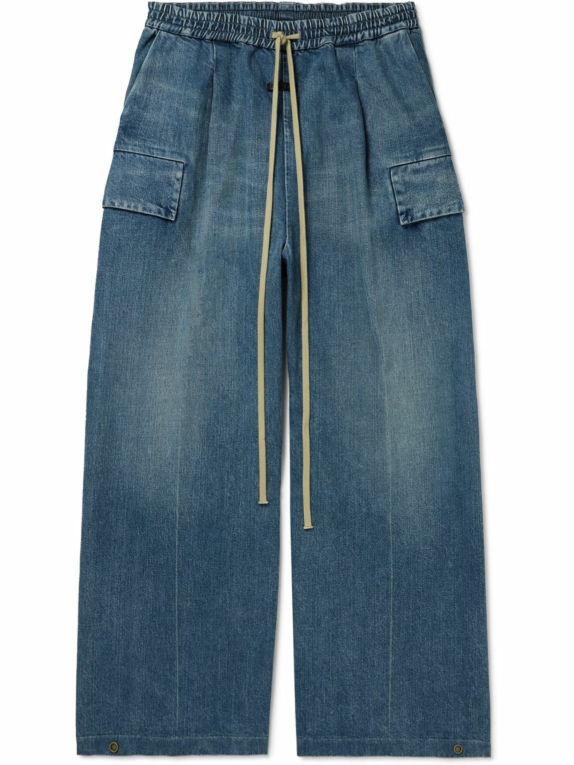 Fear of God - Wide-Leg Denim Drawstring Cargo Trousers - Blue Fear