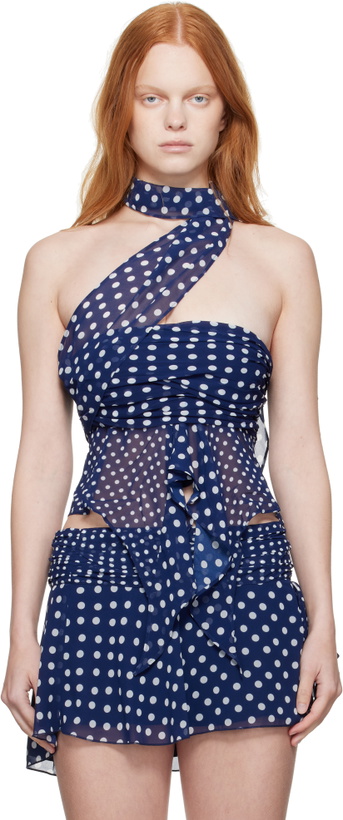 Photo: GUIZIO Navy Chiffon Wrap Around Top