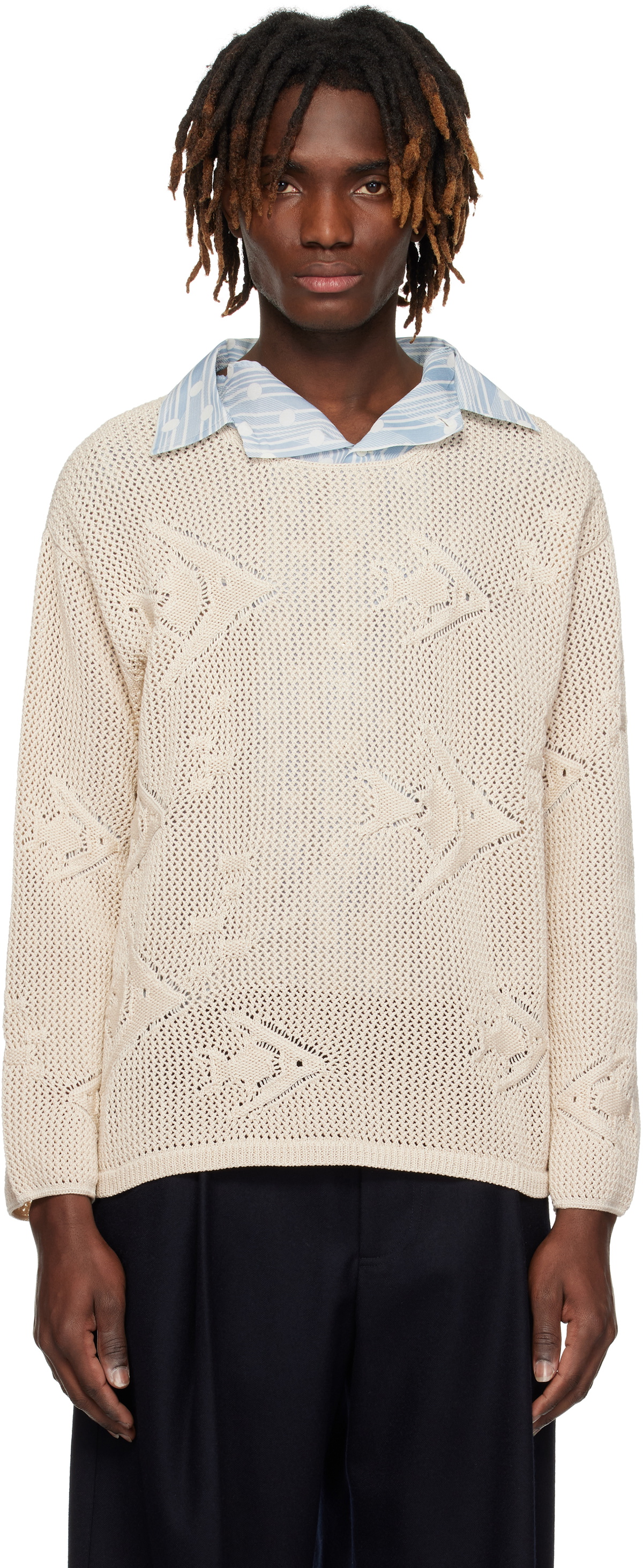 Bode Beige Angel Fish Sweater Bode