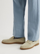 Brunello Cucinelli - Suede Penny Loafers - Neutrals