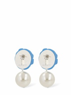 MAGDA BUTRYM - Rose & Faux Pearl Pendant Earrings