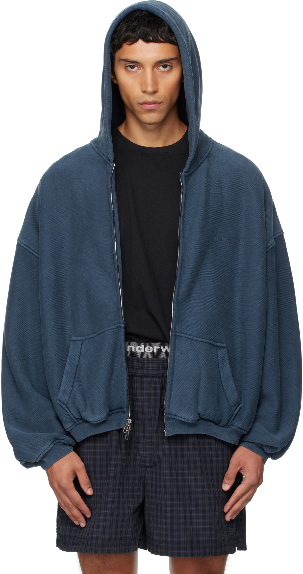 【ALEXANDER WANG】STAR LOGO-PRINT HOODIE Alexander Wang Oversize Star Logo-print Zip-up Hoodie in