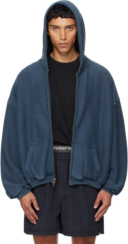 Photo: Alexander Wang Blue Graphic Logo Zip Hoodie