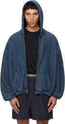 Alexander Wang Blue Graphic Logo Zip Hoodie