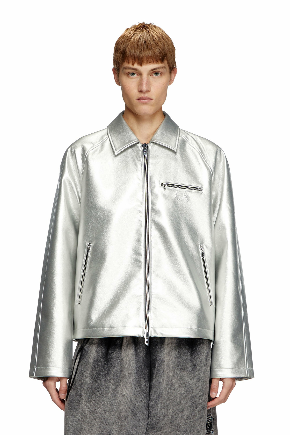Diesel Metallic coach jacket - Jackets - Unisex - Silver Diesel