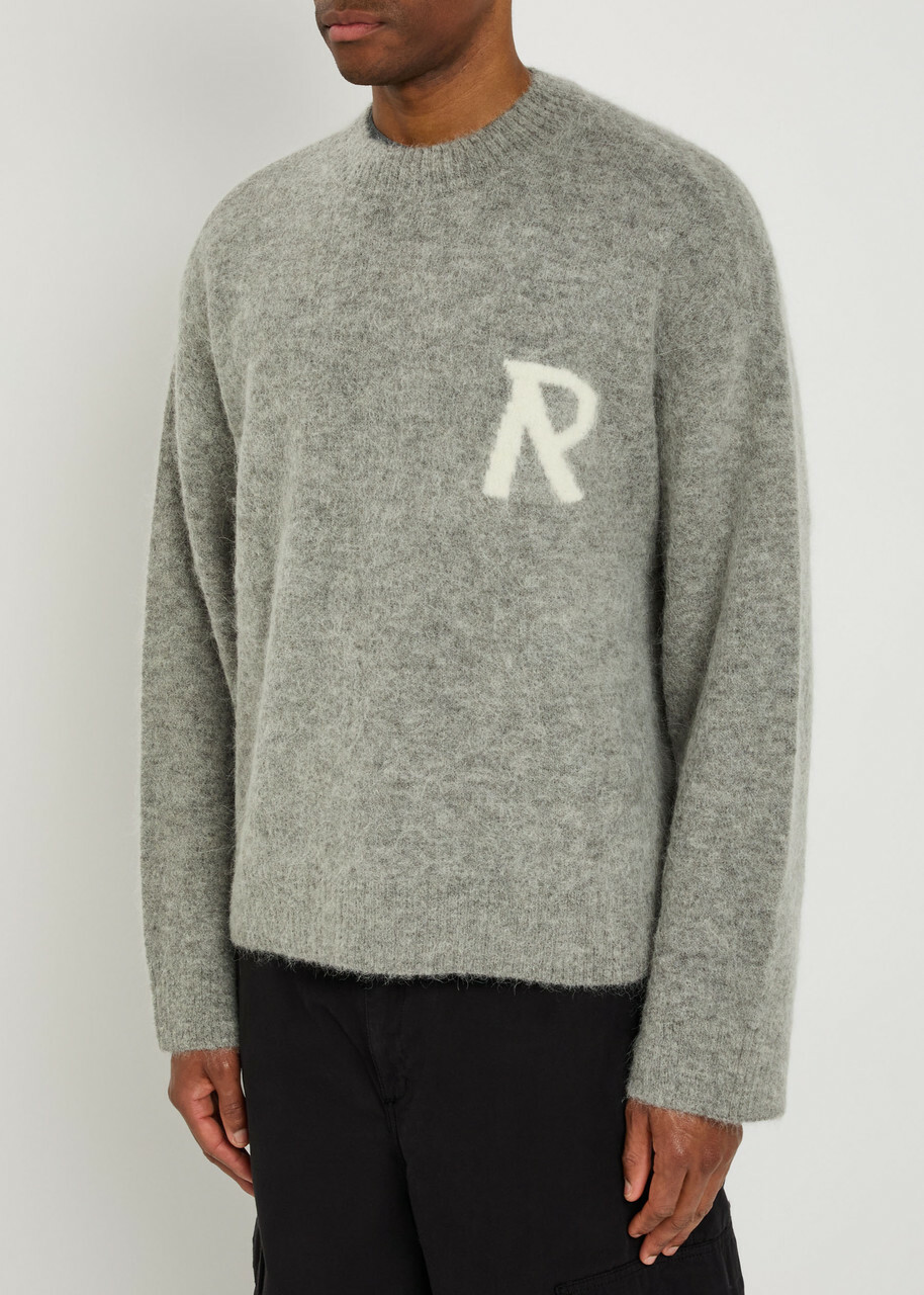 Represent Logo Brushed Alpaca-blend Jumper Grey
