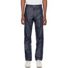 Issey Miyake Men Navy Denim Wrinkle Jeans