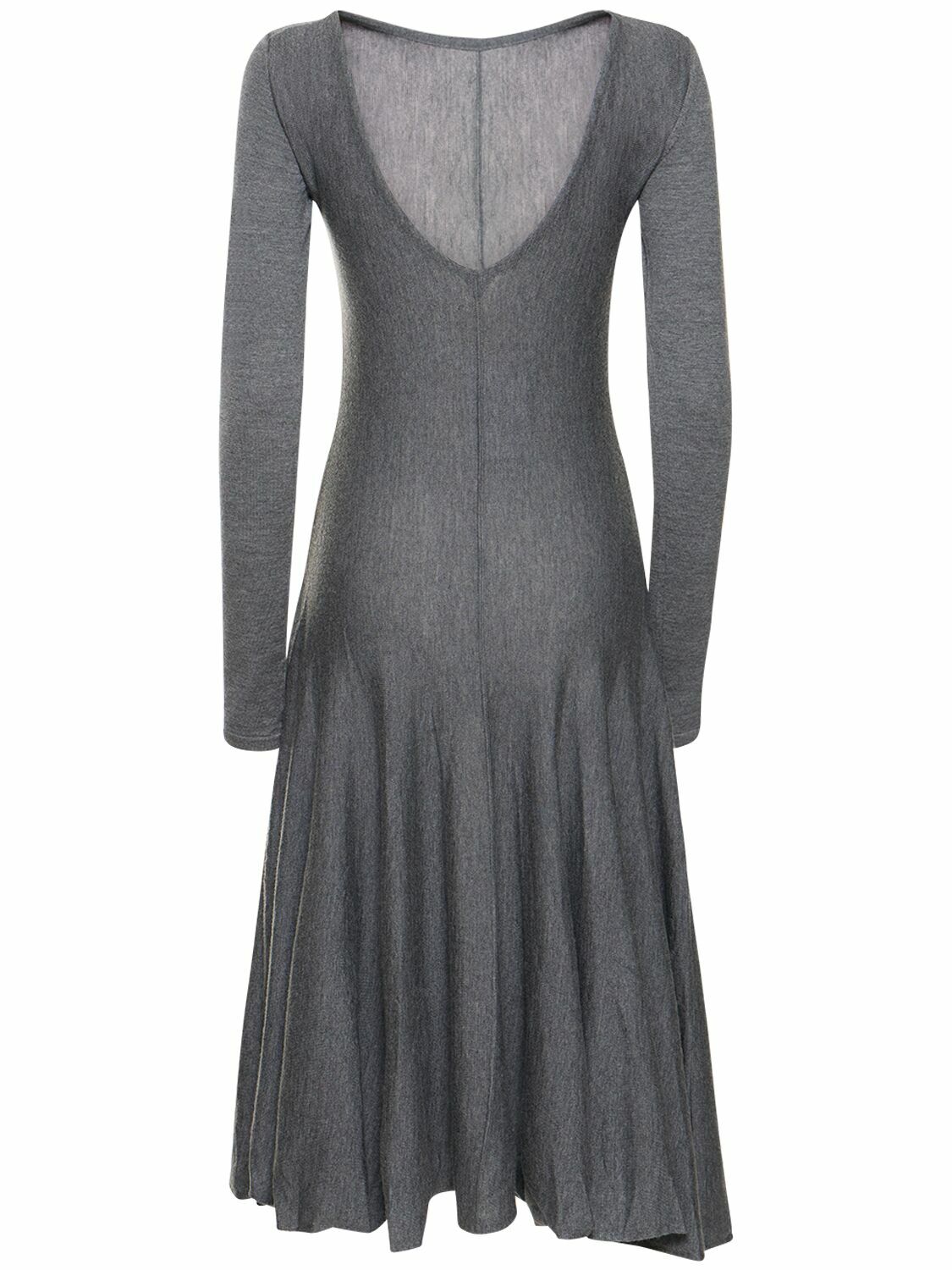 KHAITE - Dany Long Sleeve Wool Midi Dress Khaite