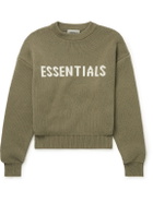 Fear of God Essentials Kids - Logo-Intarsia Cotton-Blend Sweater - Brown