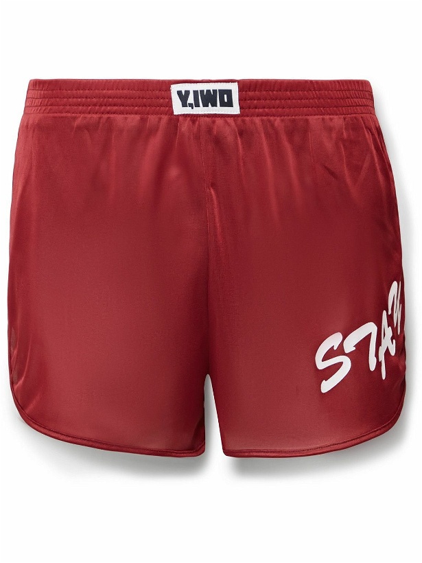 Photo: Y,IWO - Quad Slim-Fit Printed Jersey Shorts - Red