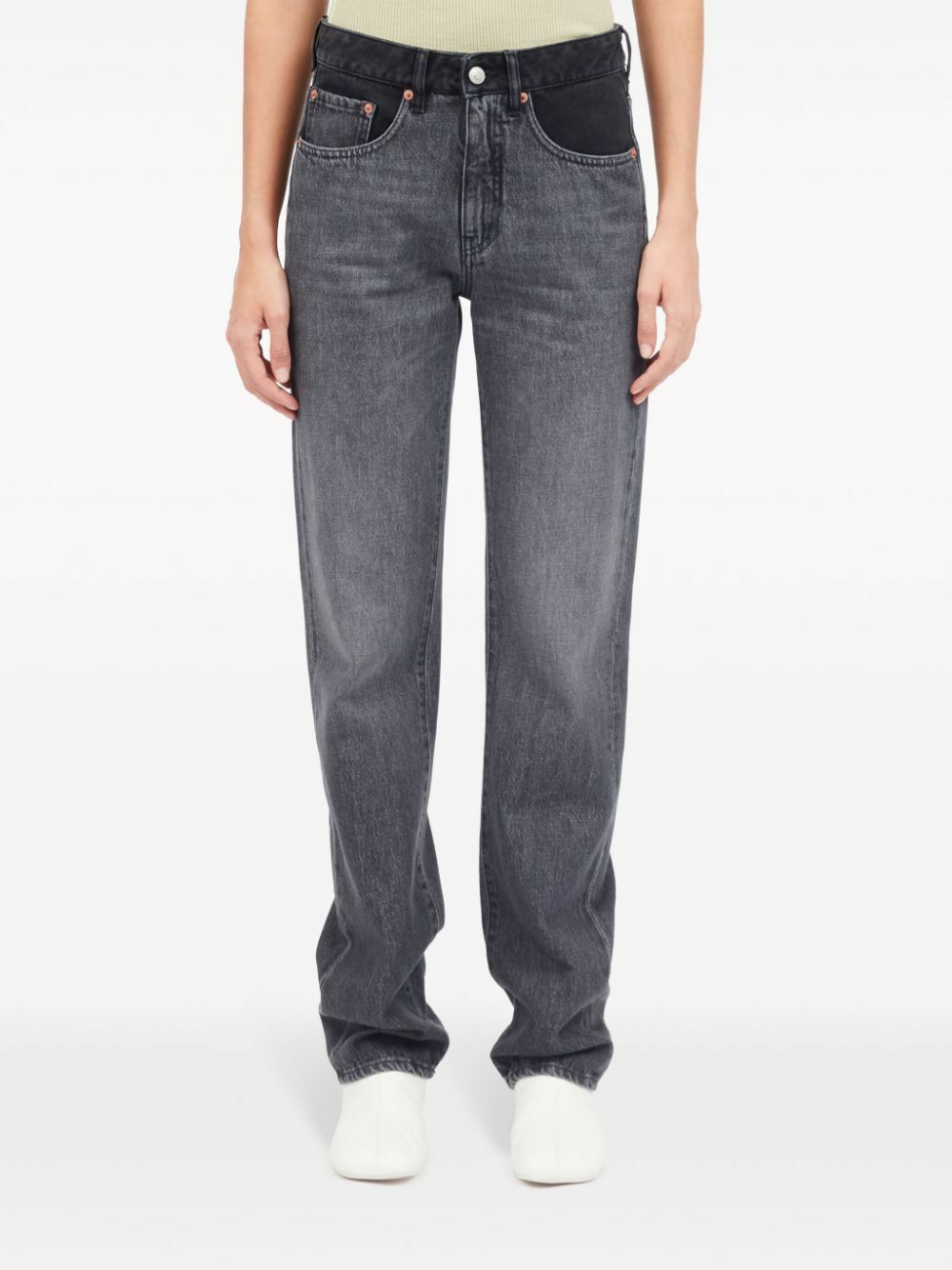 MM6 Maison Margiela Grey Two-Tone Straight-Leg Jeans MM6 Maison 