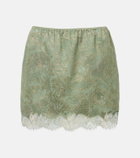 Saint Laurent Lace-trimmed cotton-blend jacquard miniskirt