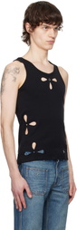 Coperni Black Petal Embroidered Tank Top
