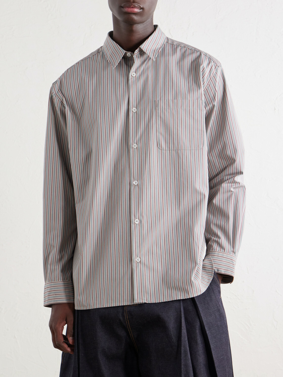 A.P.C. - Malo Striped Cotton-Poplin Shirt - Gray