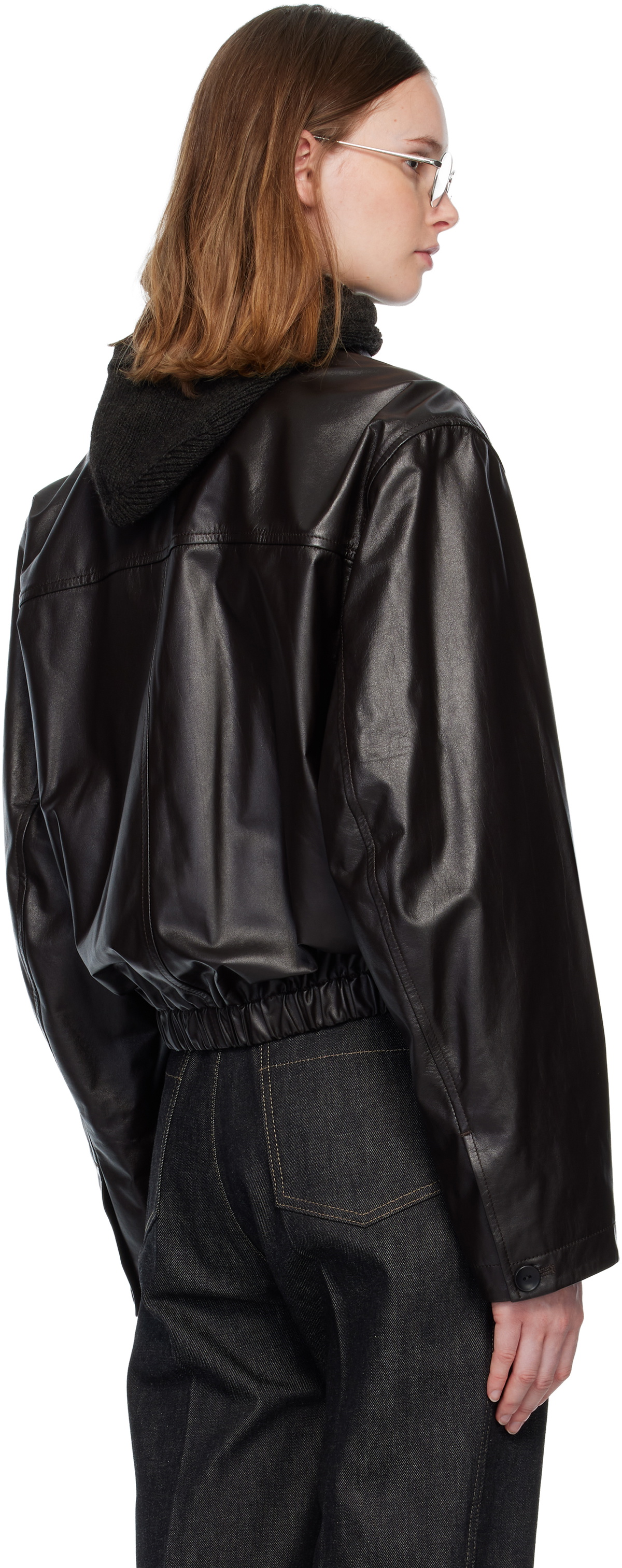 LEMAIRE Brown Soft Leather Jacket