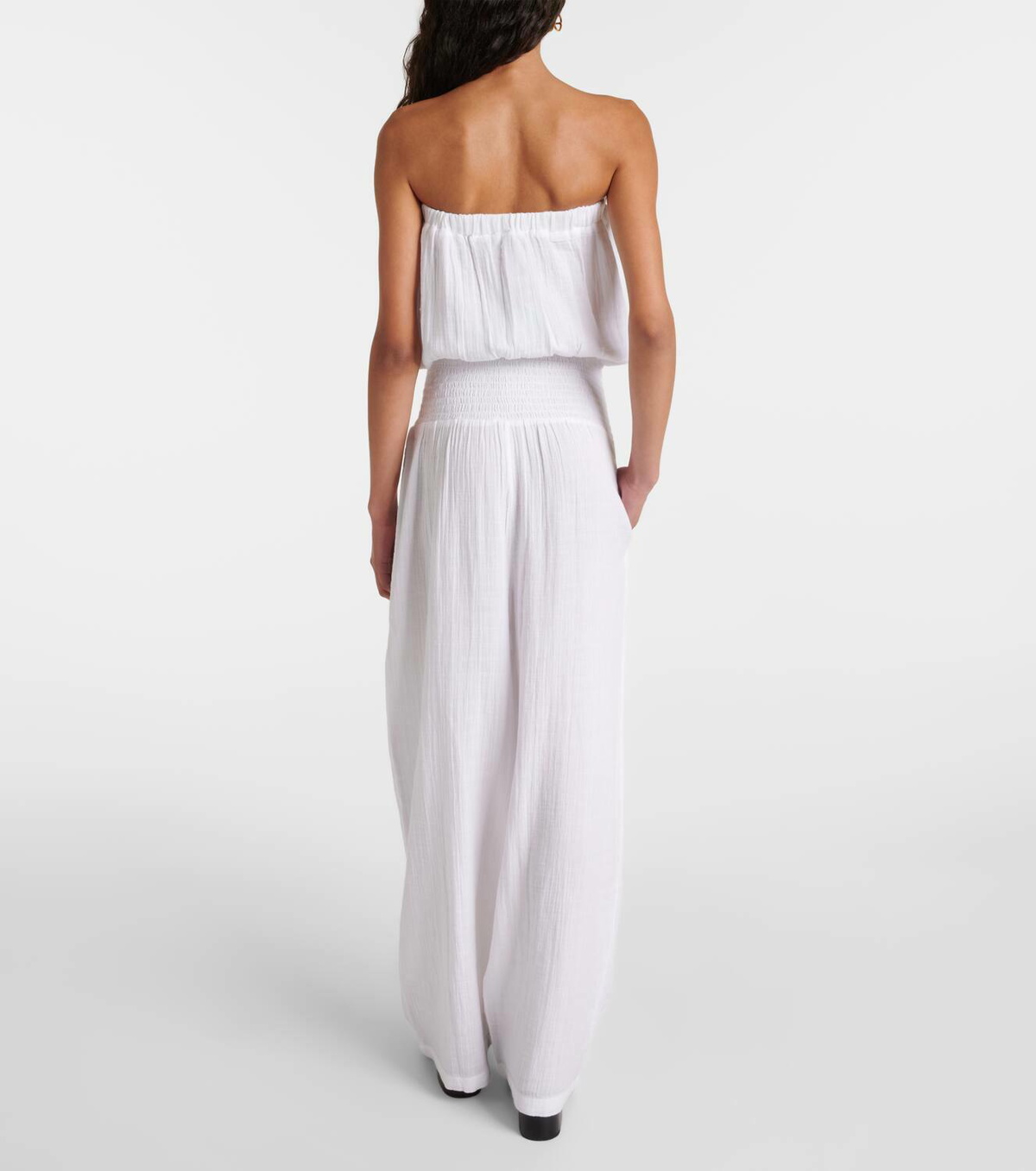 【Melissa Odabash】 Naomiフローラルコットンジャンプスーツ Naomi strapless cotton jumpsuit in white - Melissa Odabash