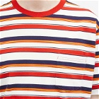 Beams Plus Men's Multi Stripe Pocket T-Shirt in Red