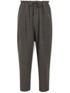 11.11/eleven eleven - Tapered Merino Wool Drawstring Trousers - Gray